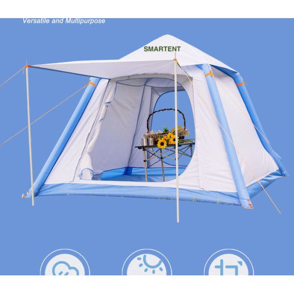 Outdoor Camping Dual Color Waterproof 210D Double Layer Air Filled Tent With TPU Air Poles For Enhanced UV Protection