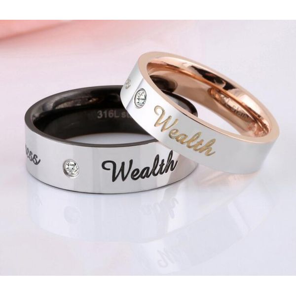 Couple Diamond Ring Rose Golden Finger Ring for Lovers Stainless Steel Wedding Rings