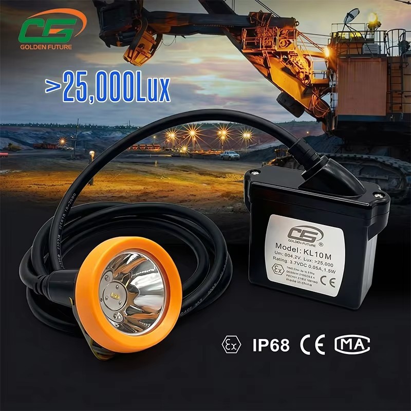 Golden Future 25000Lux IP68 Waterproof 10Ah Battery Rechargeable Miner Light Mining Headlamp Cap Lamp