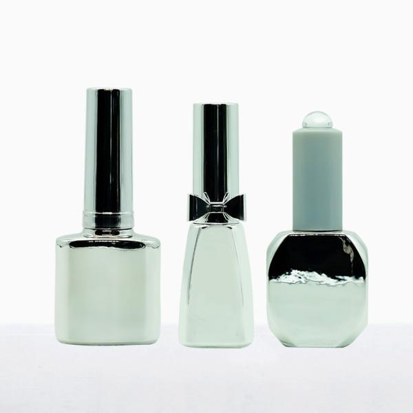 8ml 10ml Electroplated Silver Nail Polish Glass Bottles With Brush Cap