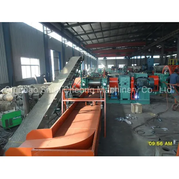Two Rollers Rubber Cracker Mill and Grooved Rollers for Waste Tyre Recycling