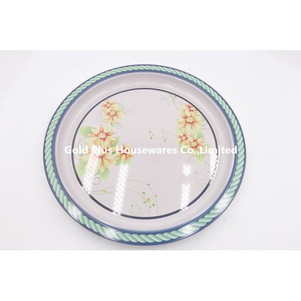 45cm Round Anti Slip Stainless Steel Serving Tray Temple Fruit Dish