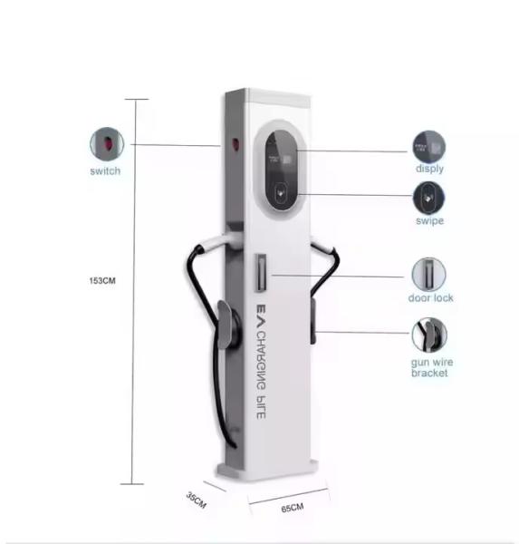 Dual Gun Floor Mounting 32A Evse EV Car Charger Station 3 Phase 14KW 22KW 44KW