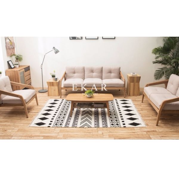 Oval Coffee Table 4 Legs Solid Wood Egyptian Style Living Room Furniture