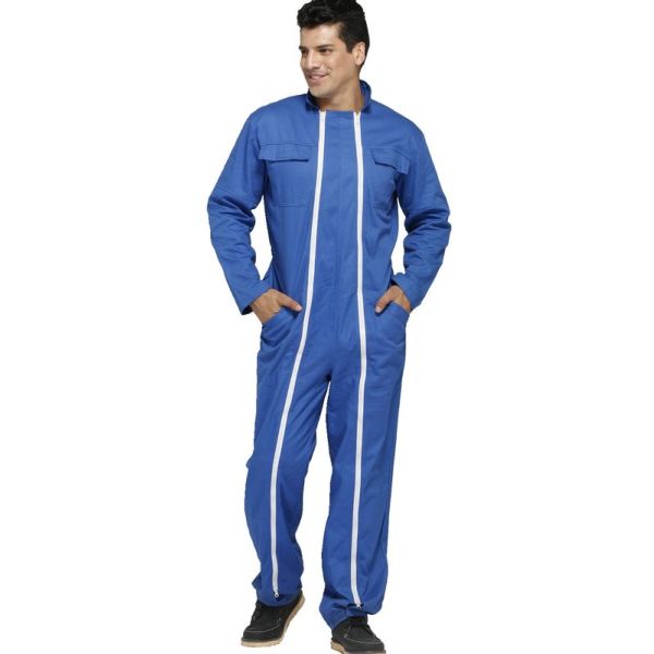Blue Double Zipper Mens Heavy Duty Overalls Comfortable With Velcro Ankle