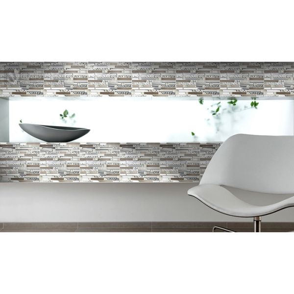 Natural Glossy Stone Bathroom Shower Wall Tiles , Peel And Stick Backsplash Tiles