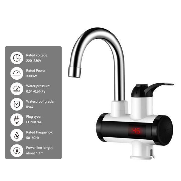 Tankless Electric Instant Water Heater Tap With LED Temperature Display