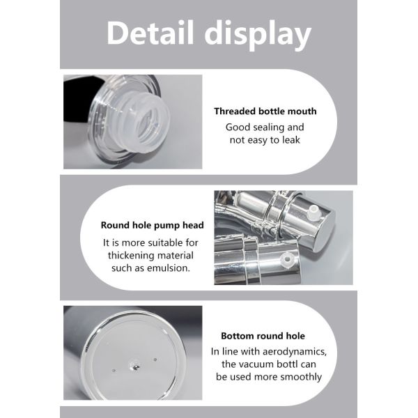 La bomba privada de aire de acrílico de aluminio de electrochapado embotella 30ml 50ml 100ml