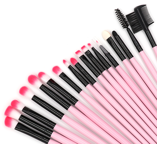 Lovely Pink 22Pcs Wool Horse Hair Makeup Brushes Silk Print Logo