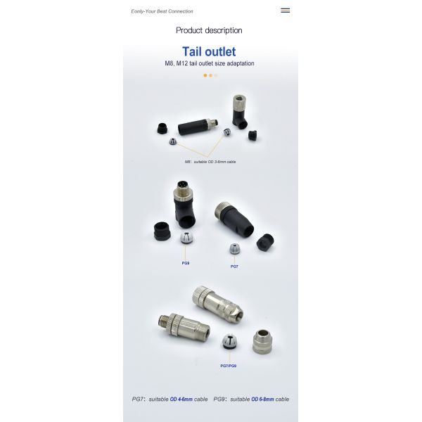M8 Waterproof Connector a Type 5-pole Waterproof Automotive Sensor M8 Connector Manufacturer Support Customization