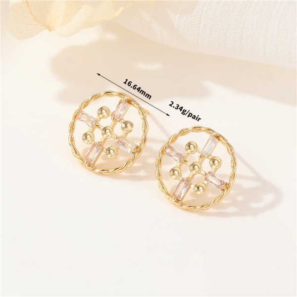 Wholesale Jewelry DIY Earring Accessories Heart-shaped Braided Earrings Round Hollow Zircon Paste Pearl  Earring