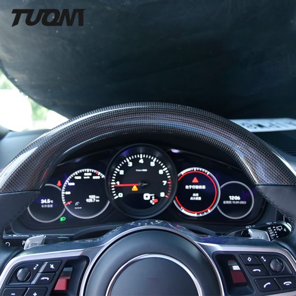 Porsche Macan Cayenne Steering Wheel Black Smooth Leather Carbon Fiber