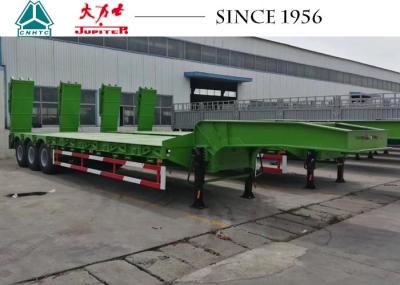 Reboque Lowboy de 3 eixos de 50 toneladas, reboque de caminhão de plataforma baixa com rampa hidráulica