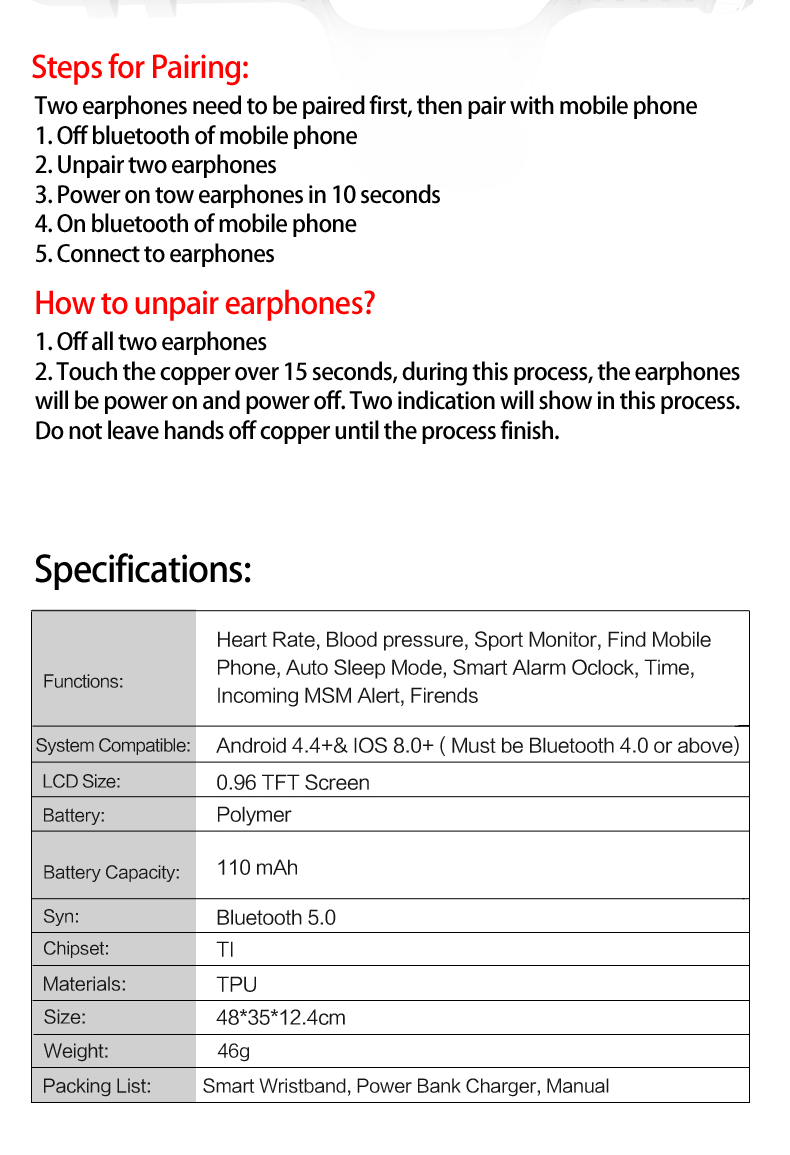 ODM In Ear Bluetooth Earbud Wristband Smart Wireless Watch Earphone Creative