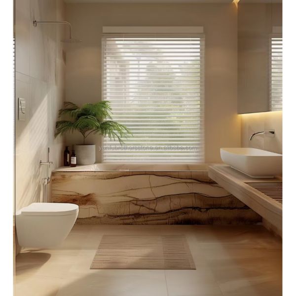 Modern Onyx Marble Gold Vein Wooden Yellow Golden Grain Bathtub Decor for Modern Homes