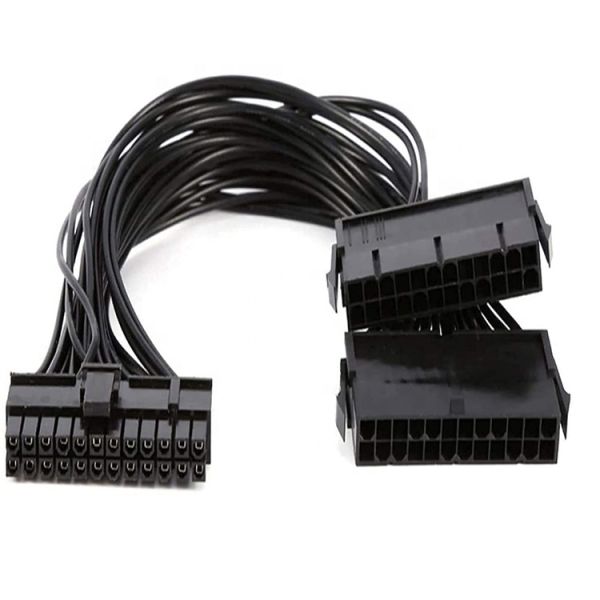 PSU 24 PIN Female to Dual 20 4 24 PIN Male ATX Mining Motherboard Extension Cable