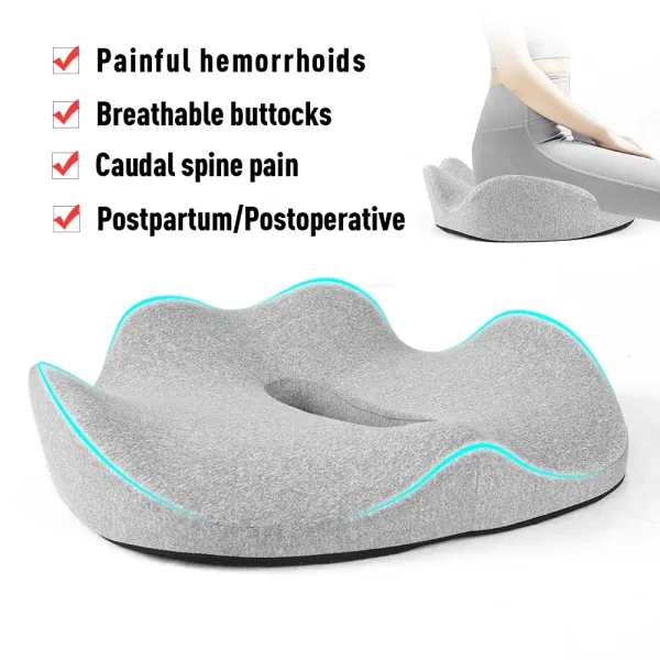 Ergonomic Design Coccyx Support Seat Cushion with 3D Mesh Breathable Cover and Anti-Static