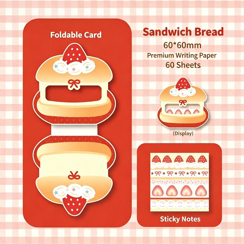 Dessert Shaped Sticky Notes With Foldable Stand Card For Stationery Retail