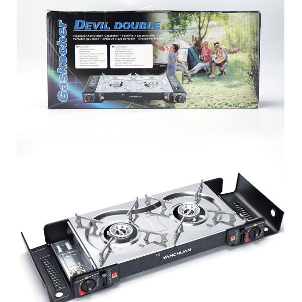 Outdoor Camping High Quality 2-in-1 Double Burner Gas Stove Kit Portable Lightweight Safety Propane Butane Gas Stove