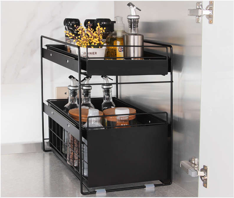 5KG Bearing 2 Tier Kitchen Organiser , Carbon Steel Seasoning Storage Rack