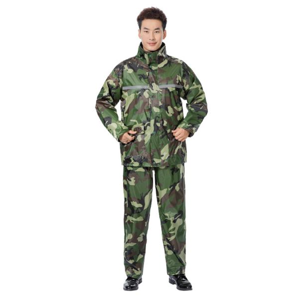 Outdoor Labor Protection Raincoat and Pants Set in Split Jungle Camouflage for Adults