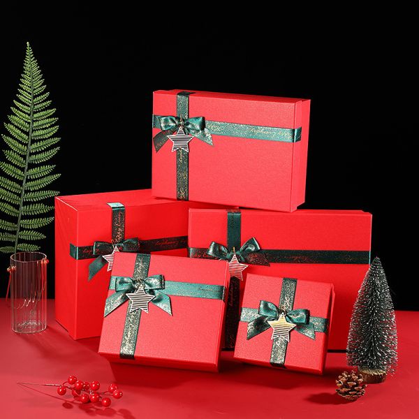 Red Lid Packaging Box With Black Bow Gift Packaging Box Fixed Paper Box Gift Box Wholesale