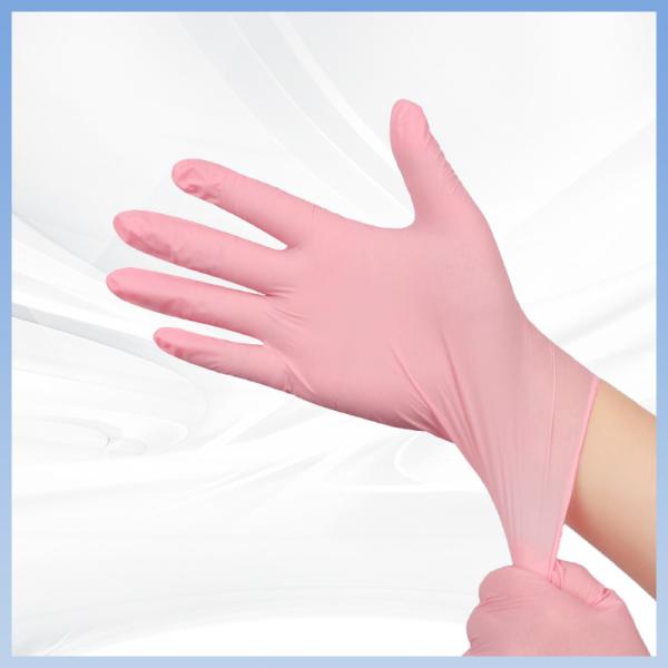 Luvas dentais cor-de-rosa da segurança do nitrilo da transformação de produtos alimentares das luvas do exame