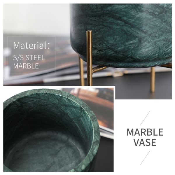 Green Marble Ceramic 175mm Decorative Flower Planter Pots
