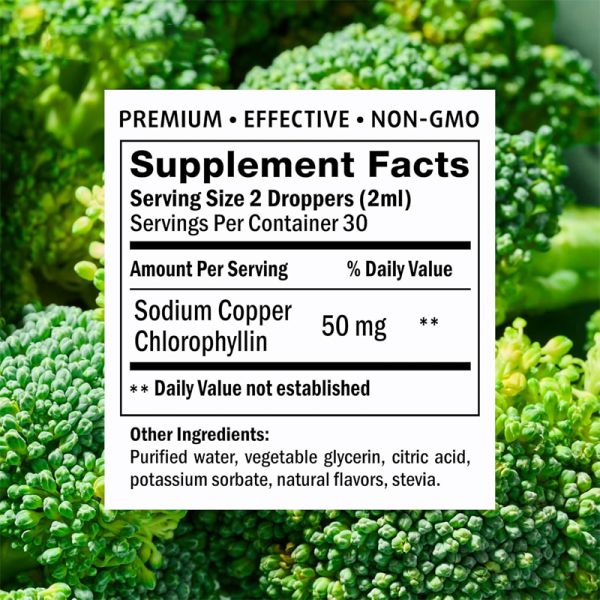 Premium Dietary Supplement Chlorophyll Drops Detox Solution for Skin, Breath & Energy