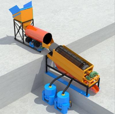 Reboque portátil máquina aluvial montada da planta da tela do Trommel do ouro do móbil do motor diesel