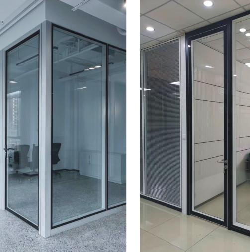 Puerta giratoria de aluminio gruesa y duradera, vidrio aislado laminado templado