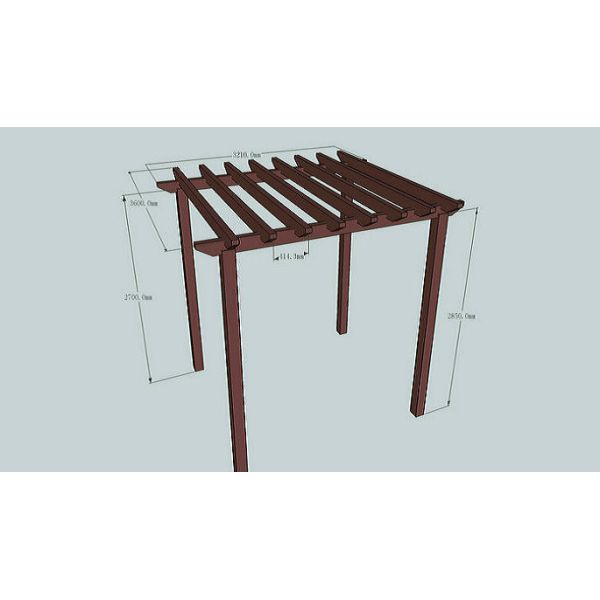 Anti-UV Coffee WPC Construction Pergola For Sunshade & Decoration