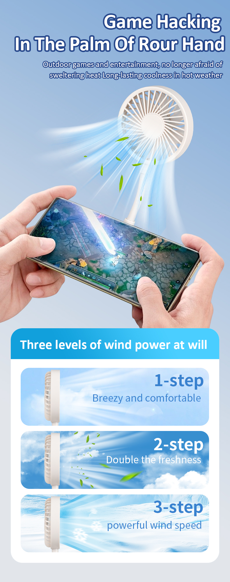 Magnetic Handheld Fan Tripod Durable Mobile Phone Metal Ring Rechargeable Battery Cooling Mini Magnetic Portable Fan with Magnet