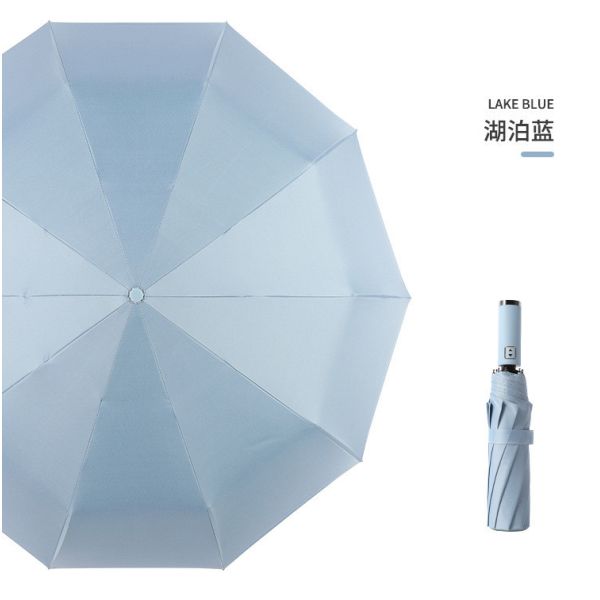 Personalized Logo Printed Auto Open 3 Fold Business Umbrella with Rubber Coated Handle