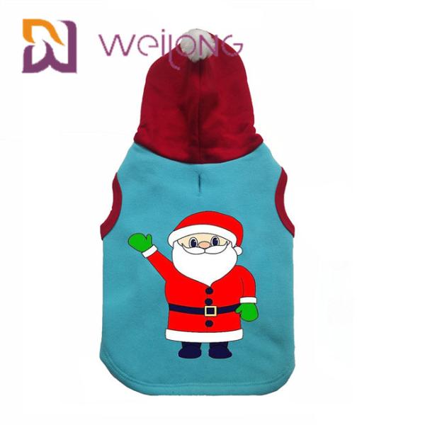 CVC Fleece Winter Pet Hoodie Clothes Christmas Cat Dog Hoodie Sweater With Santa Claus