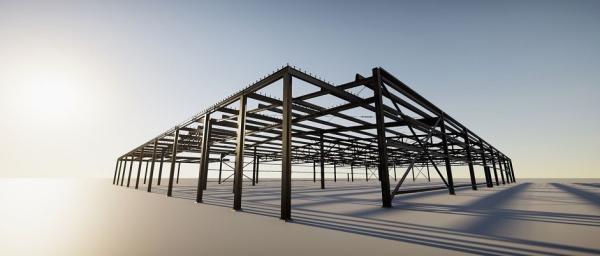 Structural Steel Storage Warehouse With 3-20T Cranes
