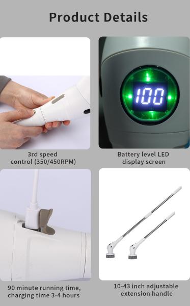ABS Extendable Electric Cleaning Brush Tile Scrubber Customized