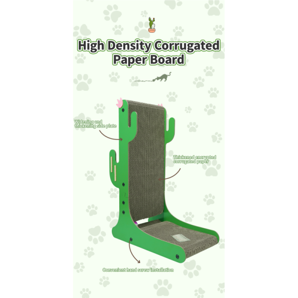 Protect Your Furniture with Green L Shape Cat Scratcher Pad and Ball Toy 490g