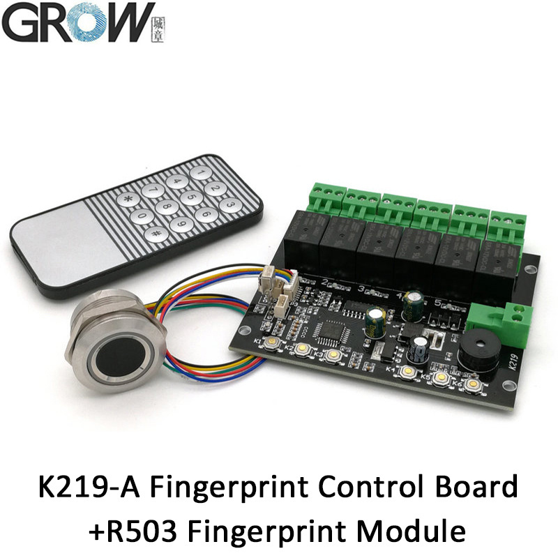 GROW K219-A+R503 Программируемый отпечаток пальца Инфракрасная панель управления Реле управления Временным переключателем