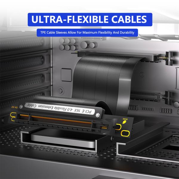 PCIE 4.0 Extension Cable, Black 16x Shielded High Speed GPU Riser Cable with PCI Express Port for GPU Extension Card, Length 20cm(90 Degree )