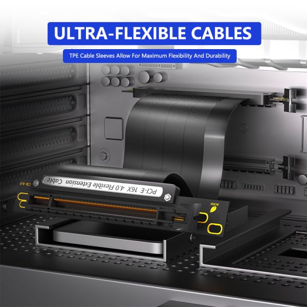 Кабель расширения PCI-E 4.0 Black 16x Shielded для графического процессора