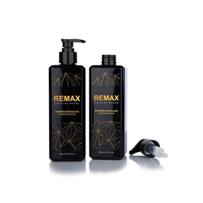 500ml Black Rectangle smooth with black pump for shampoo lotion bottle