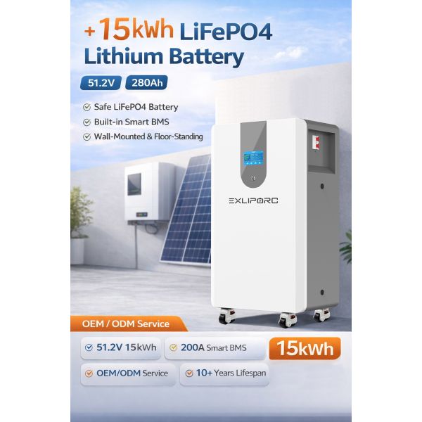 15Kwh Home Energy Storage Battery Wall Mounted with Expandable System JK BMS Smart Lithium Lifepo4 48V Solar Battery