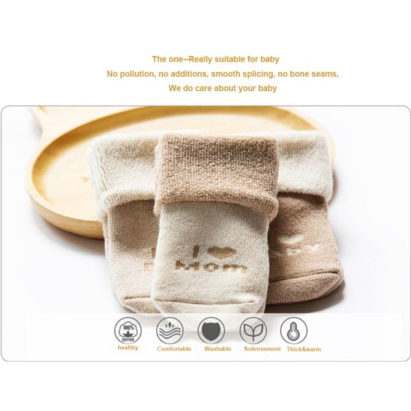 Newborn infant winter baby socks thick and warm organic cotton baby socks