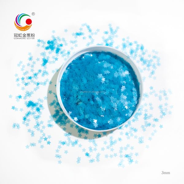Shiny Fluorescent Blue PET Glitter Powder Star Chunky 1mm 3mm ODM