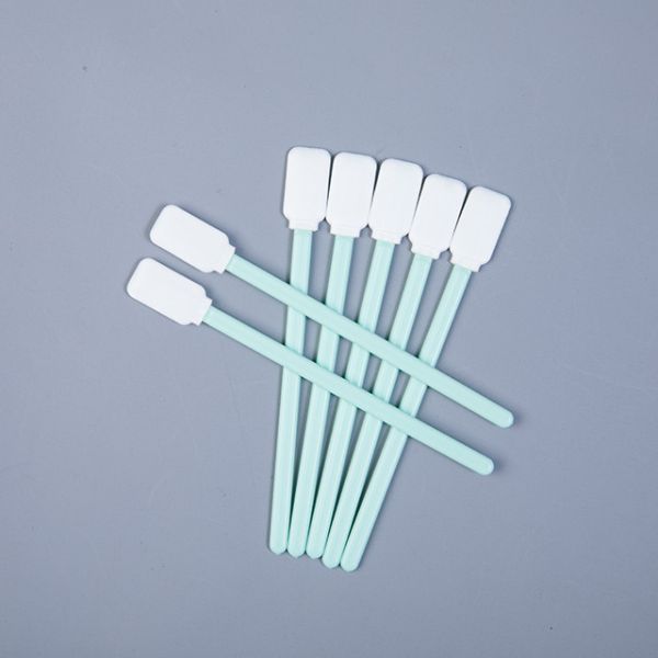 Sterile Rectangular Microfiber Swab with Green PP Stick for Printer Cleaning