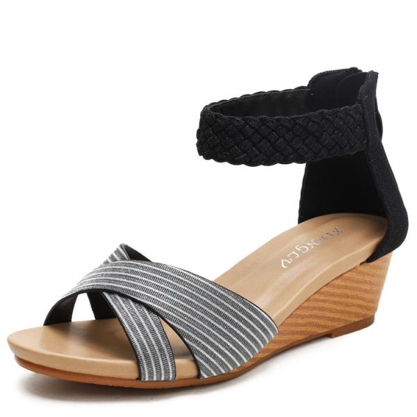 BS113 Sandals Women 2021 New European And American Fashion Summer Ladies Shoes Woven Roman Fashion Wedges Sandals Beach