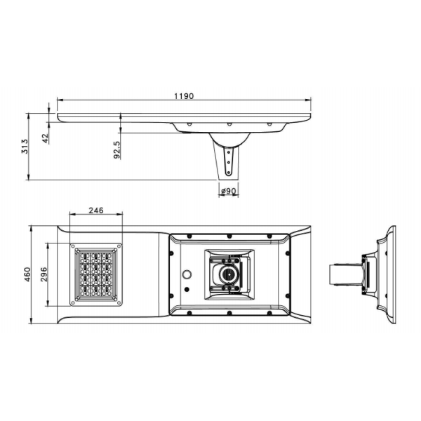 50W Solar LED Street Light Waterproof IP66 230LM/W With High-efficiency Solar Panel Used In Streets.