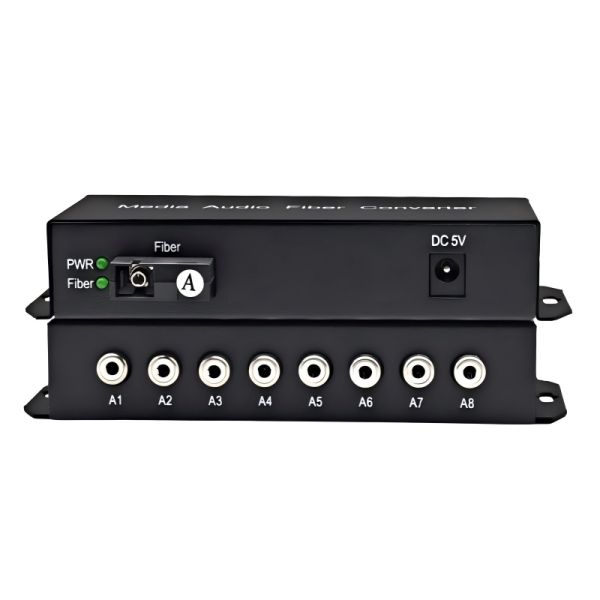8 Ch Unidirectional RCA Audio Fiber Optic Extender Analog Audio Transmission Over Fiber