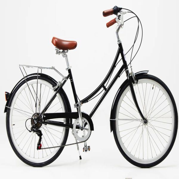6 Speed Adult Women's Comfort Bike Vintage Lady Fitness City Bicycle with Basket